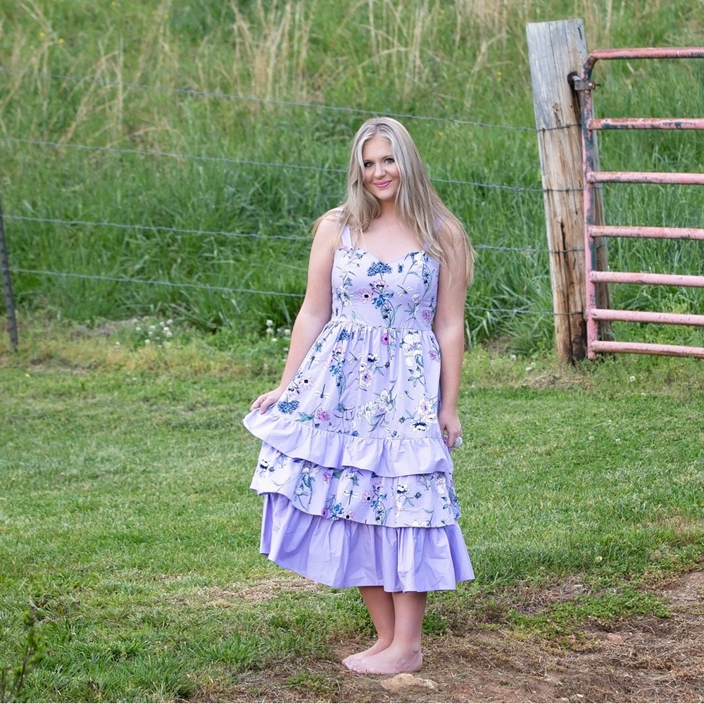 Ruffle floral midi dress!